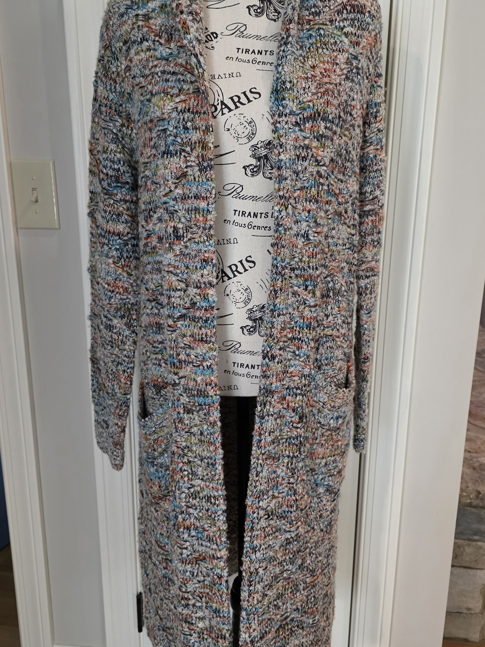 Multicolor Open-Front Knit Cardigan-NWT - Picture 2 of 5